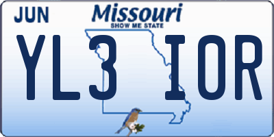MO license plate YL3I0R