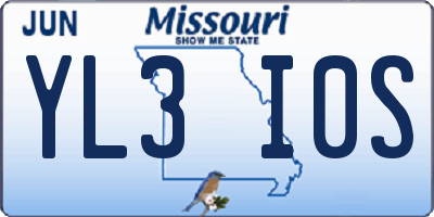 MO license plate YL3I0S