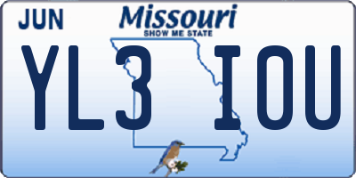 MO license plate YL3I0U