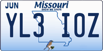 MO license plate YL3I0Z