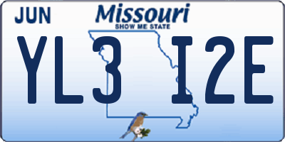 MO license plate YL3I2E