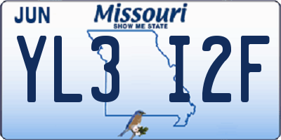 MO license plate YL3I2F