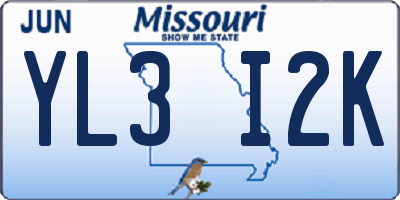 MO license plate YL3I2K