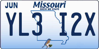 MO license plate YL3I2X