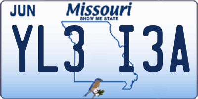 MO license plate YL3I3A