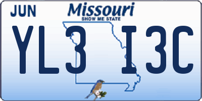 MO license plate YL3I3C