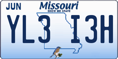 MO license plate YL3I3H