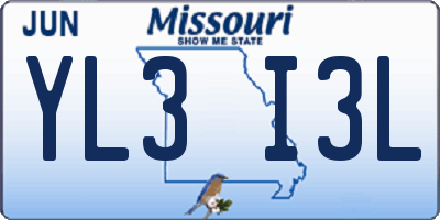 MO license plate YL3I3L