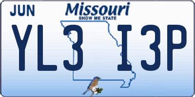 MO license plate YL3I3P