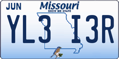 MO license plate YL3I3R