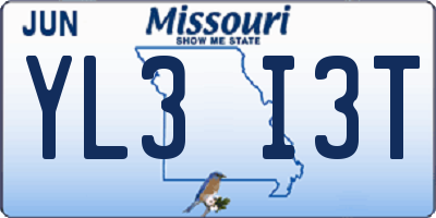 MO license plate YL3I3T