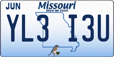 MO license plate YL3I3U