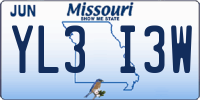 MO license plate YL3I3W