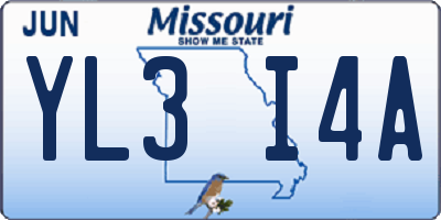 MO license plate YL3I4A
