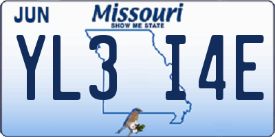 MO license plate YL3I4E