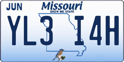 MO license plate YL3I4H