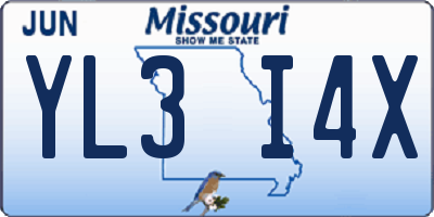 MO license plate YL3I4X
