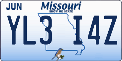 MO license plate YL3I4Z