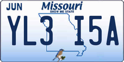 MO license plate YL3I5A