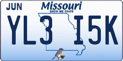 MO license plate YL3I5K