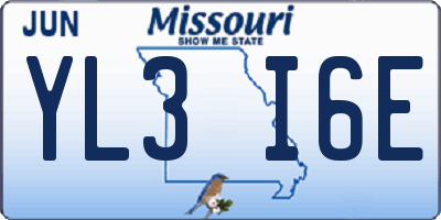 MO license plate YL3I6E