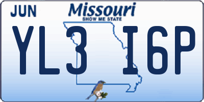 MO license plate YL3I6P