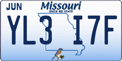 MO license plate YL3I7F