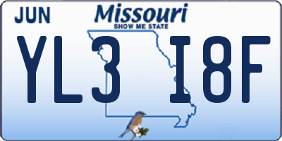 MO license plate YL3I8F
