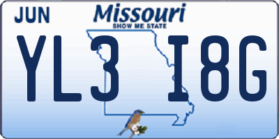 MO license plate YL3I8G