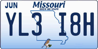MO license plate YL3I8H