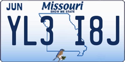 MO license plate YL3I8J