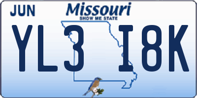 MO license plate YL3I8K