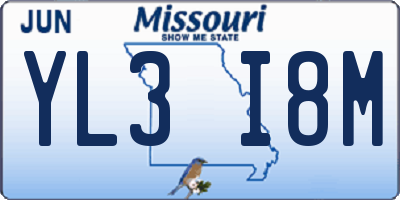 MO license plate YL3I8M