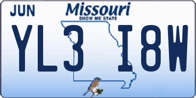MO license plate YL3I8W