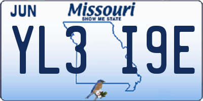 MO license plate YL3I9E