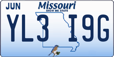 MO license plate YL3I9G
