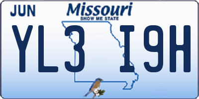 MO license plate YL3I9H