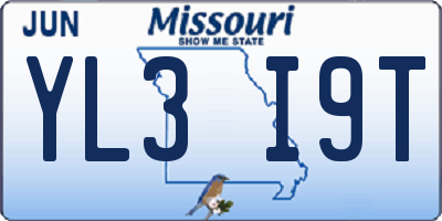 MO license plate YL3I9T