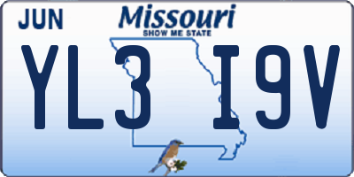 MO license plate YL3I9V