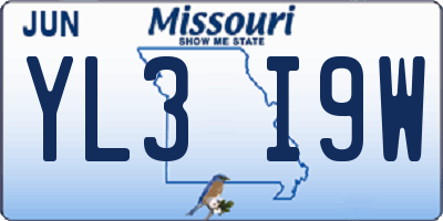MO license plate YL3I9W