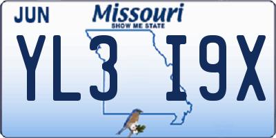 MO license plate YL3I9X
