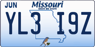 MO license plate YL3I9Z
