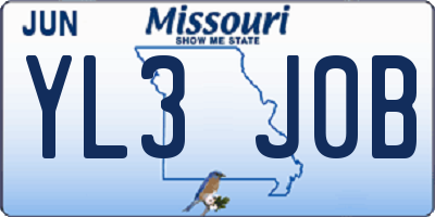 MO license plate YL3J0B