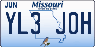 MO license plate YL3J0H