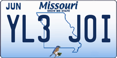 MO license plate YL3J0I