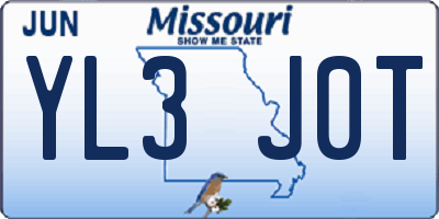 MO license plate YL3J0T
