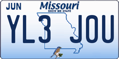 MO license plate YL3J0U