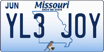 MO license plate YL3J0Y