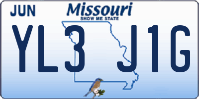 MO license plate YL3J1G
