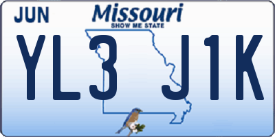 MO license plate YL3J1K